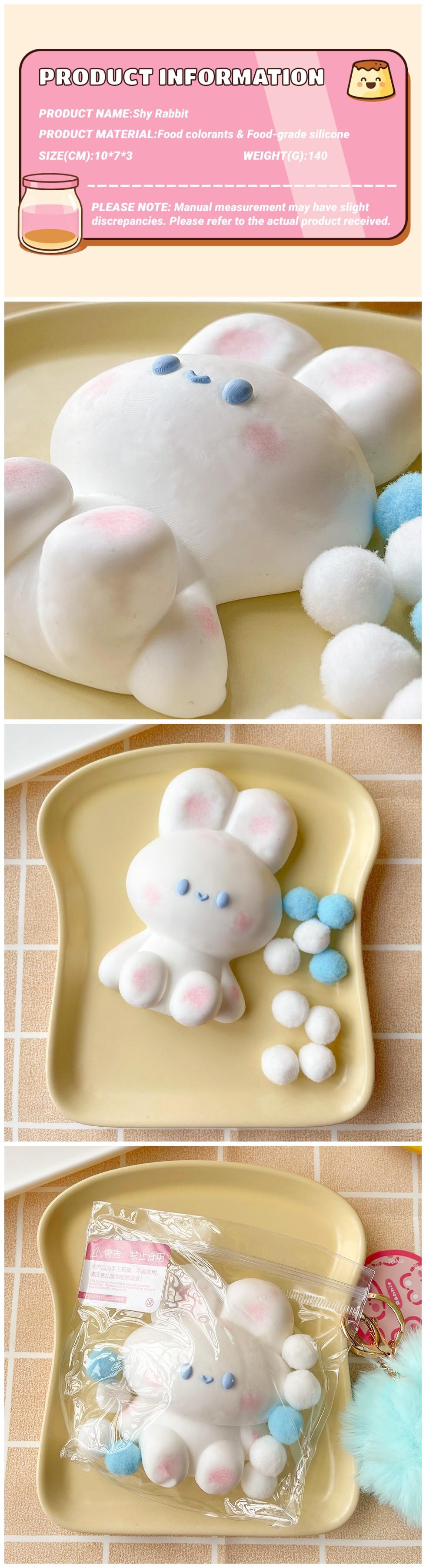 【Buy 3 get 1 free】Shy Rabbit Food-Grade Silicone Slow-Rising Rebound Squishy Fidget Toys for Stress Relief - Soft Squeeze Toys with Thick Creamy Slime Texture, Handmade Non-Toxic Sensory Toys Rubber