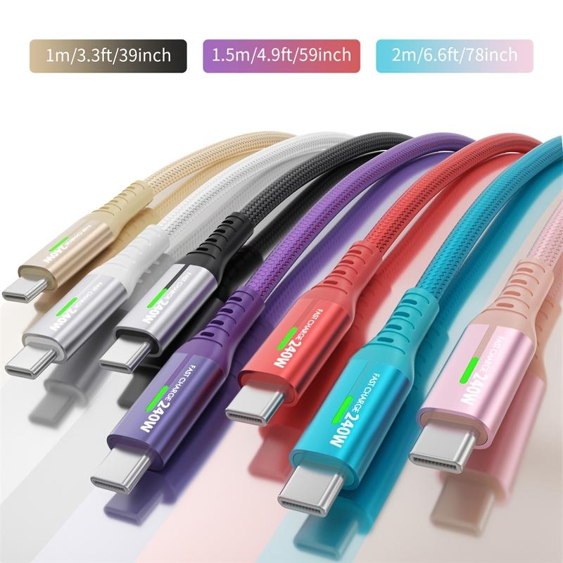 240W Super Fast Charging USB-C to C Durable Braided Cable |  E-Marker | Charging Indicator | for iPhone, for Samsung & All Type-C Smartphones, Tablets and Laptops -