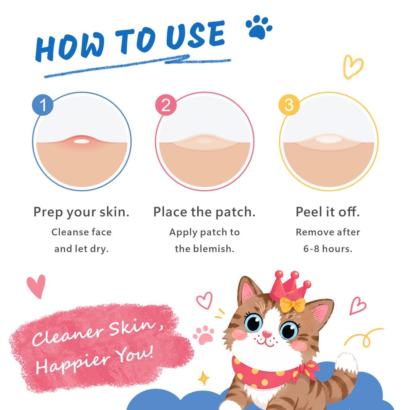 Cute Cat Pimple Patch, Non-Irritating Makeup Covering Patch, Breathable Facial Care, Portable Design, Ideal for Travel and Parties