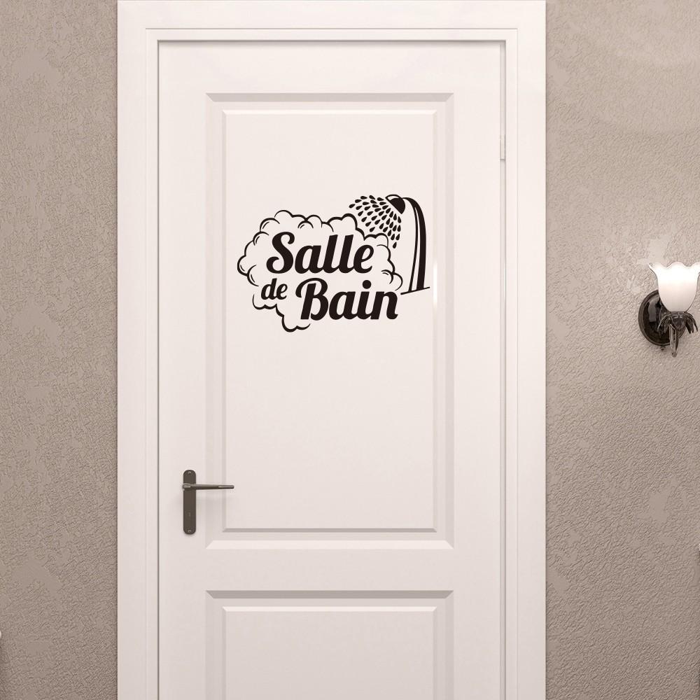 French Bathroom Door Wall Sticker, Flat Sticker for Shower Room, Home Decor Item, Universal Use, No Ca Prop 65, Ideal for Doors