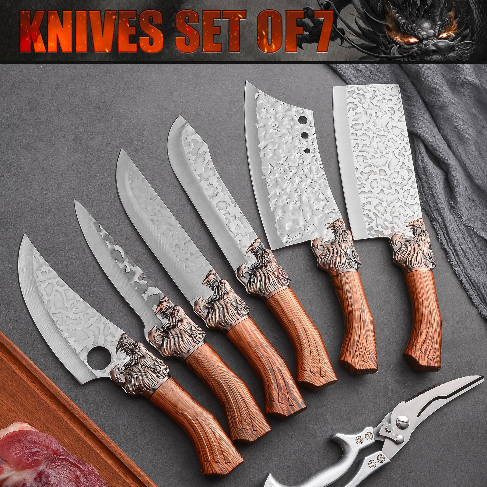 1/3/7 piece set, knife, multi-functional set, hotel gift set, outdoor camping car set, scissors, steak knife, beef knife pork knife, chicken and duck meat knife, can easily cut meat, fruit knife, plastic handle upgraded design grip