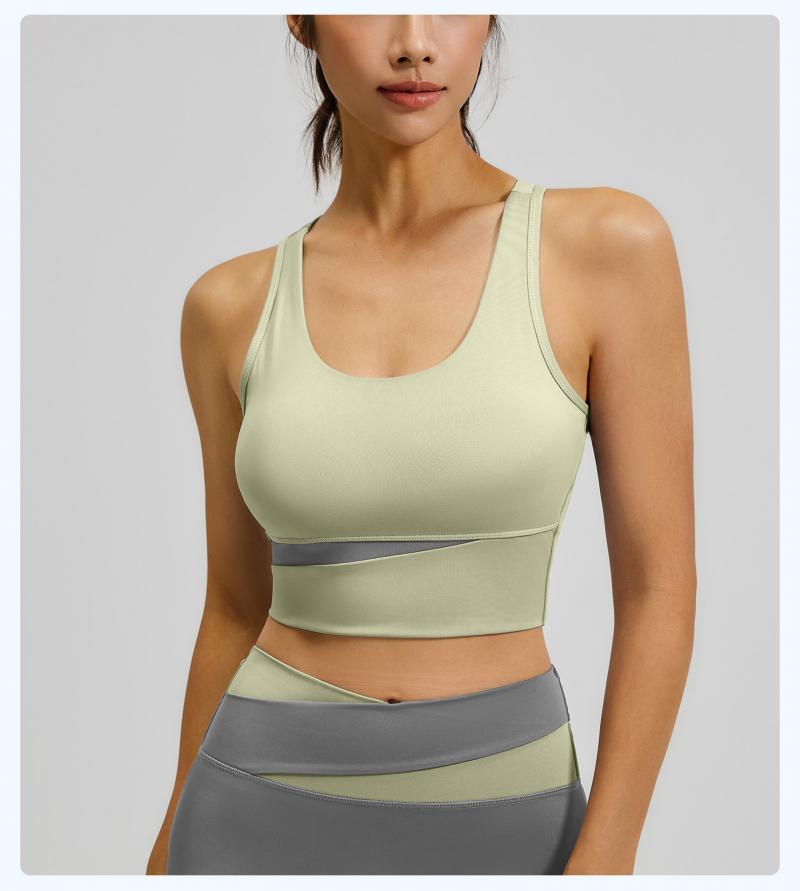 Color Block Sports Bra for Women, High Impact Shockproof & Push Up Fitness Tank Top, Running Yoga Beauty Back Bra