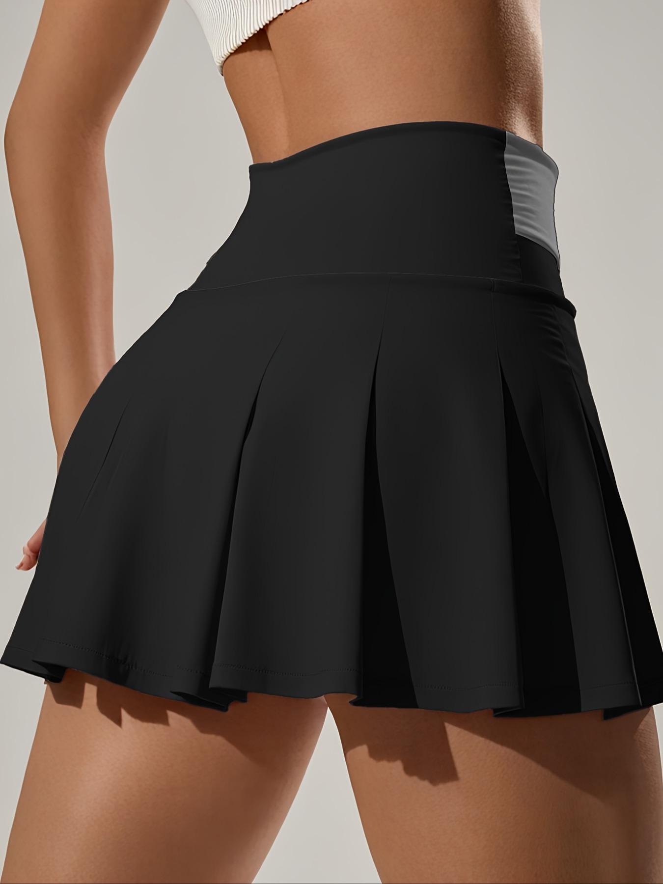 Women's High Waist Sporty Colorblock Skirt Shorts Set, Sports Skort, Slim-Fit Tennis Golf Fitness Multifunctional, All Season Wear