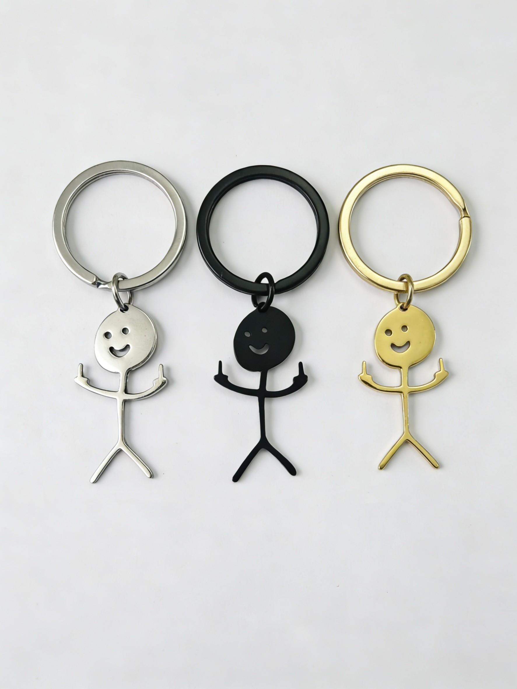 Cartoon Figure Shaped Keychain for Men & Women, Stainless Steel Keychain, Metal Key Chain, Cute Key Ring