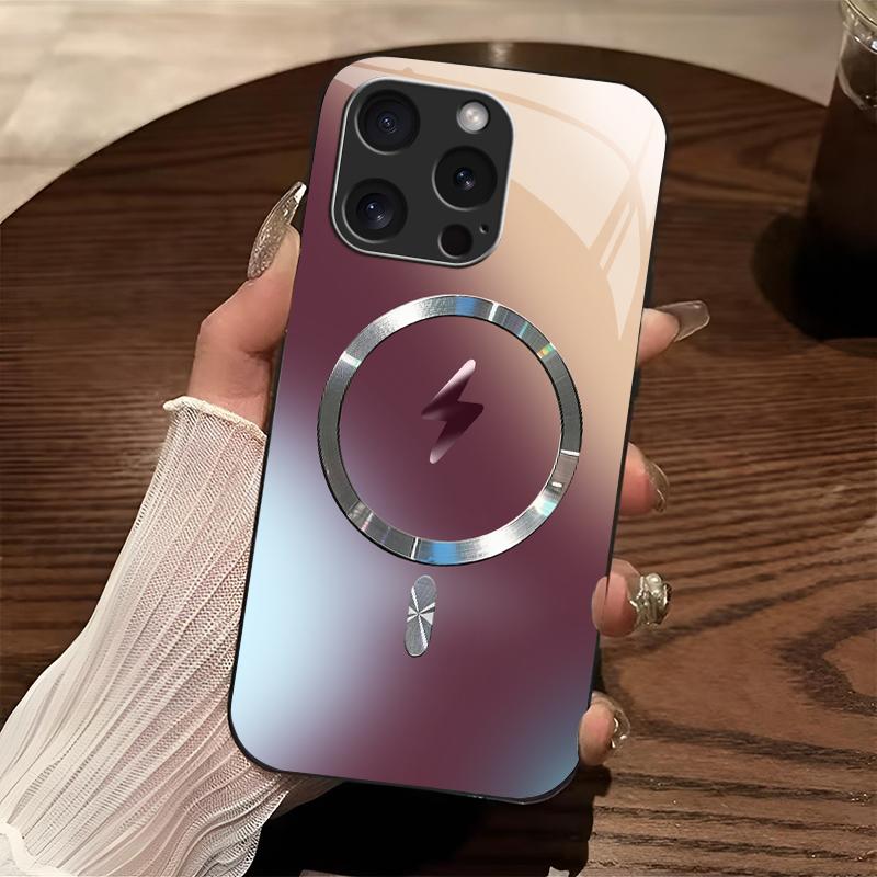 Luxury Ombre Gradient MagSafe Case – Futuristic Metallic Glossy Magnetic Cover for iPhone 16 Pro — 975