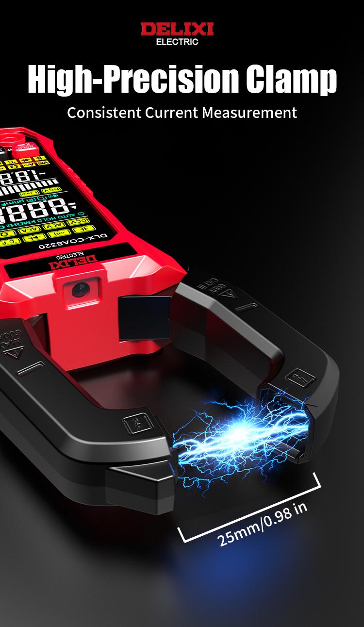 DELIXI Electric Clamp Meter Multimeter 6000 Count Auto-Ranging Voltage Tester, DLX-COA8320 AC/DC Voltage & AC Current, Non-Contact Voltage Testing, Temperature Continuity Resistance Diode Measurement Meter with Storage Bag DELIXI Electric Clamp Meter Multimeter 6000 Count Auto-Ranging Voltage Tester, DLX-COA8320 AC/DC Voltage & AC Current, Non-Contact Voltage Testing, Temperature Continuity Resistance Diode Measurement Meter with Storage Bag