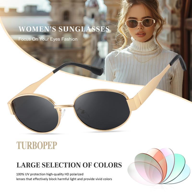 TURBOPEP Fashion Retro Oval Sunglasses for Women & Men Vintage Classic Shades Rectangle Metal Frame Shades UV400 Retro Protection 1 Pair Unique style Full Rim Sunglasses for EverydayUse Springtok