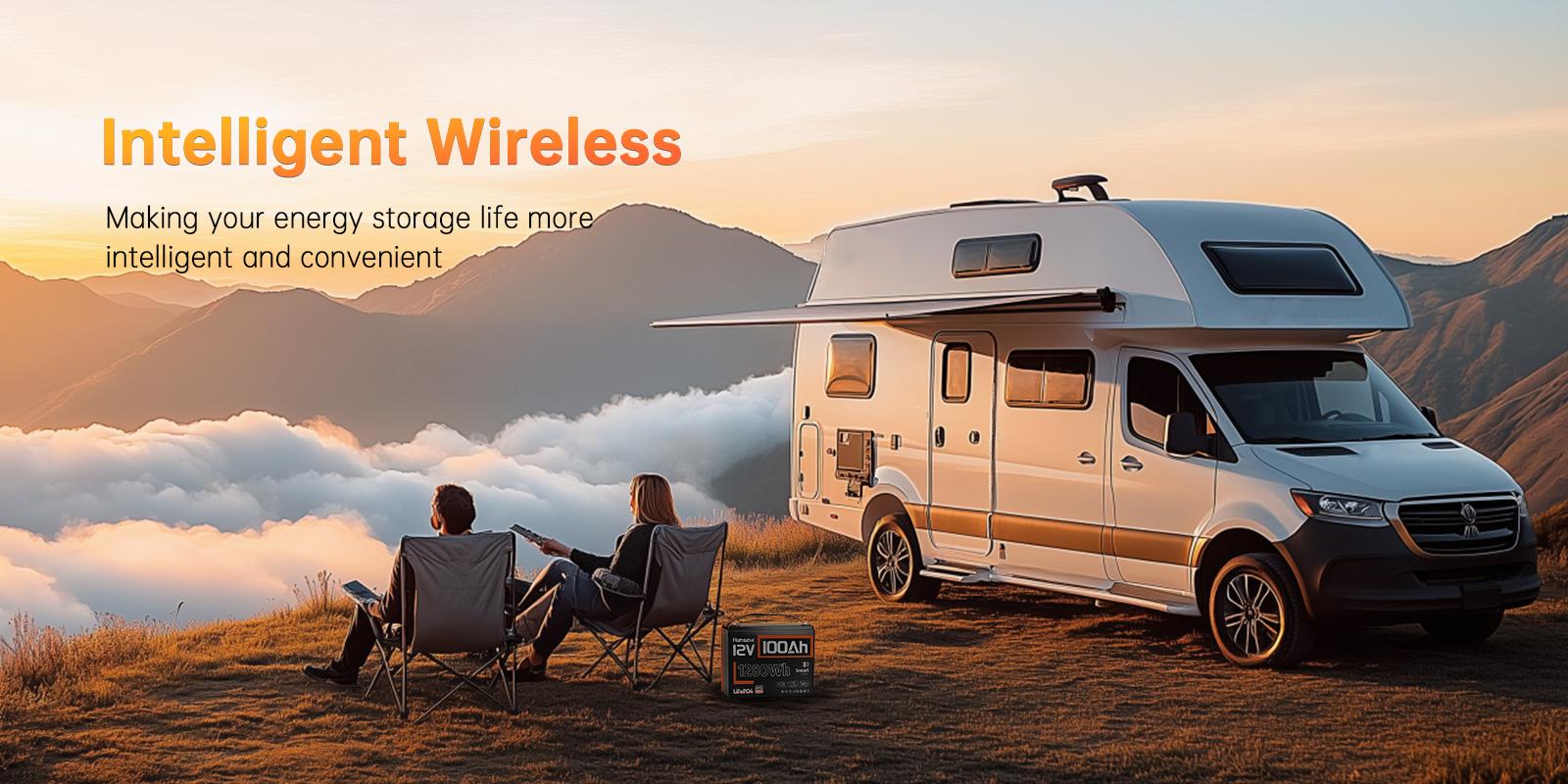 【Summervibes】HumsiENK 12V 100Ah LiFePO4 Bluetooth Lithium Battery, Built-in 100A BMS & Low-Temp Protection, for RV/Marine/Trolling Motor/Off-Grid/Home Backup 【Summervibes】HumsiENK 12V 100Ah LiFePO4 Bluetooth Lithium Battery, Built-in 100A BMS & Low-Temp Protection, for RV/Marine/Trolling Motor/Off-Grid/Home Backup