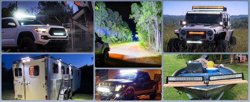 Nilight 22Inch 120W Spot Flood Combo Led Light Bar 2PCS 4Inch 18W Spot LED Pods Fog Lights with 16AWG Wiring Harness Kit-2 Leads light bar harness kit-2 light pod fog boat   dealsforyoudays