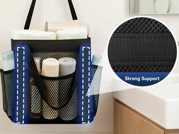 【YASONIC】Mesh Shower Caddy Portable for College Dorm Room Essentials, 8-Pocket Large Shower Basket Tote Bag with 2 Handles for Toiletry, Bathroom, Beach, Camp, Gym | Portable, Quick-Dry, 2 Handles