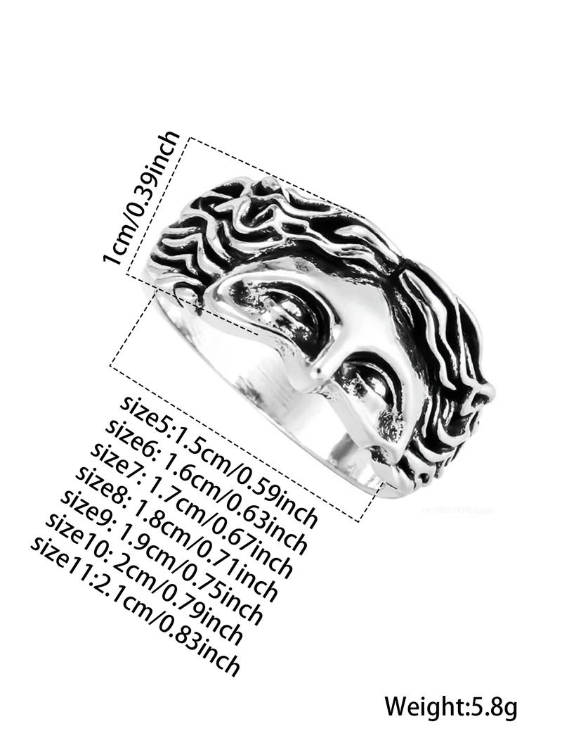 Vintage Mask Design Ring, Statement Ring, Punk Style Ring for Men & Women, Fashion Jewelry for Party, Daily Clothing Decor, Trendy All-match & Exquisite Jewelry for Birthday Gift