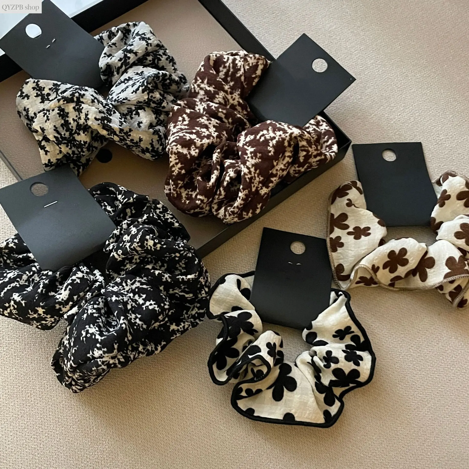Premium Floral Scrunchies for Women, Elegant Oversized Hair Tie Ponytail Holder, Soft Fabric No Damage Hair Band, Cute Vintage Flower Hair Accessories for Girls, Stylish Long Hair Rope for Daily Wear, Office, Party, Wedding & Gift