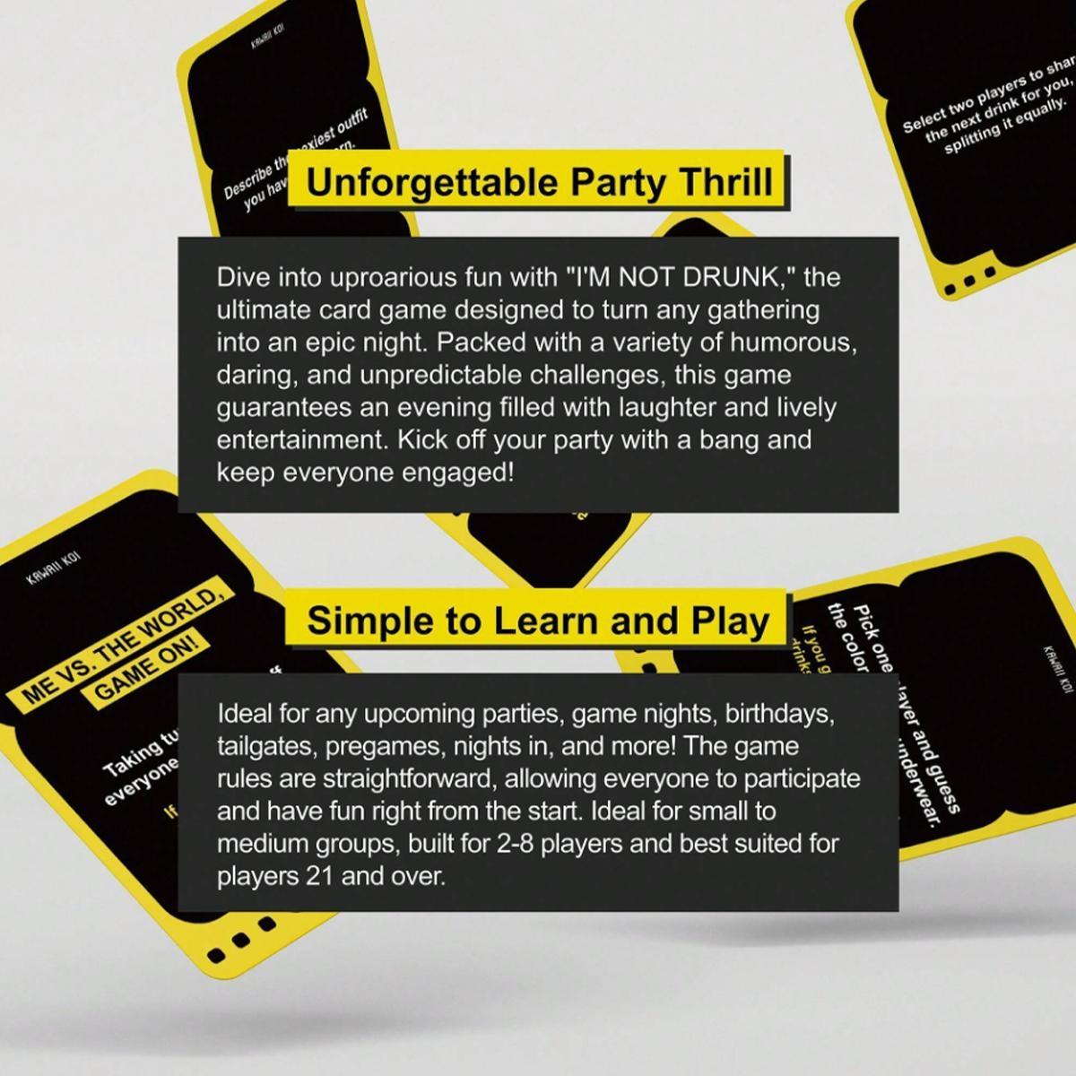 I'M NOT DRUNK – 21+ Hilarious Adult Drinking Game Cards | Bold Challenges & Secret Sharing for Game Nights, Bachelorette Parties & Pre-Game Fun | 55 Cards for 2-8 Players