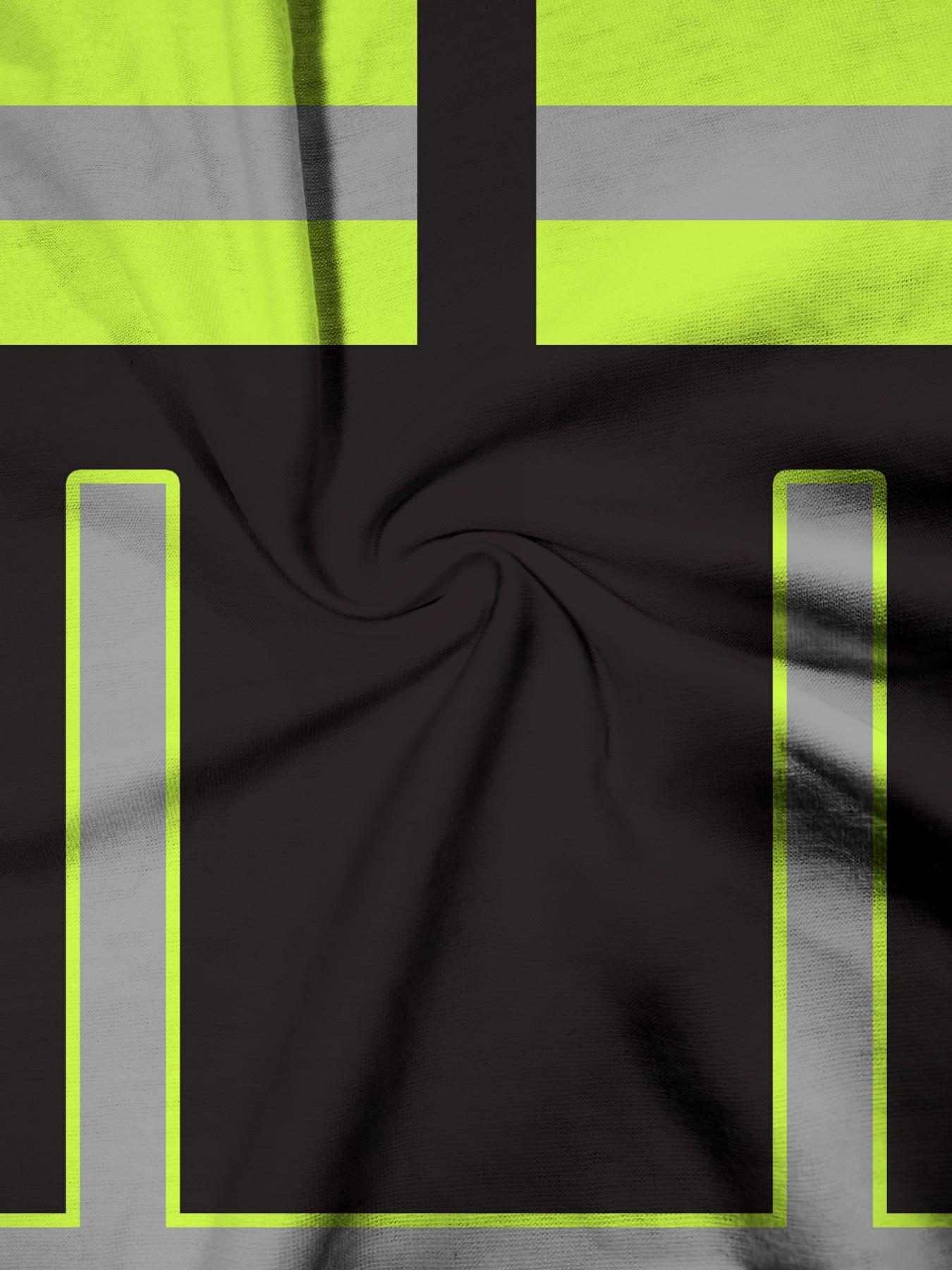 Reflective Safety Workwear Set for Men, Summer Fluorescent Short Sleeve Shorts Two-Piece Kit, Pocket Drawstring Waist, Ideal Gift