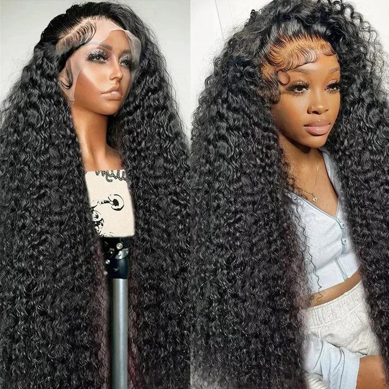 Bling Hair 13x4 Lace Front Wigs Human Hair 180% Density Wigs Kinky Curly HD Transparent Frontal Human Hair Wig Pre Plucked Natural Color