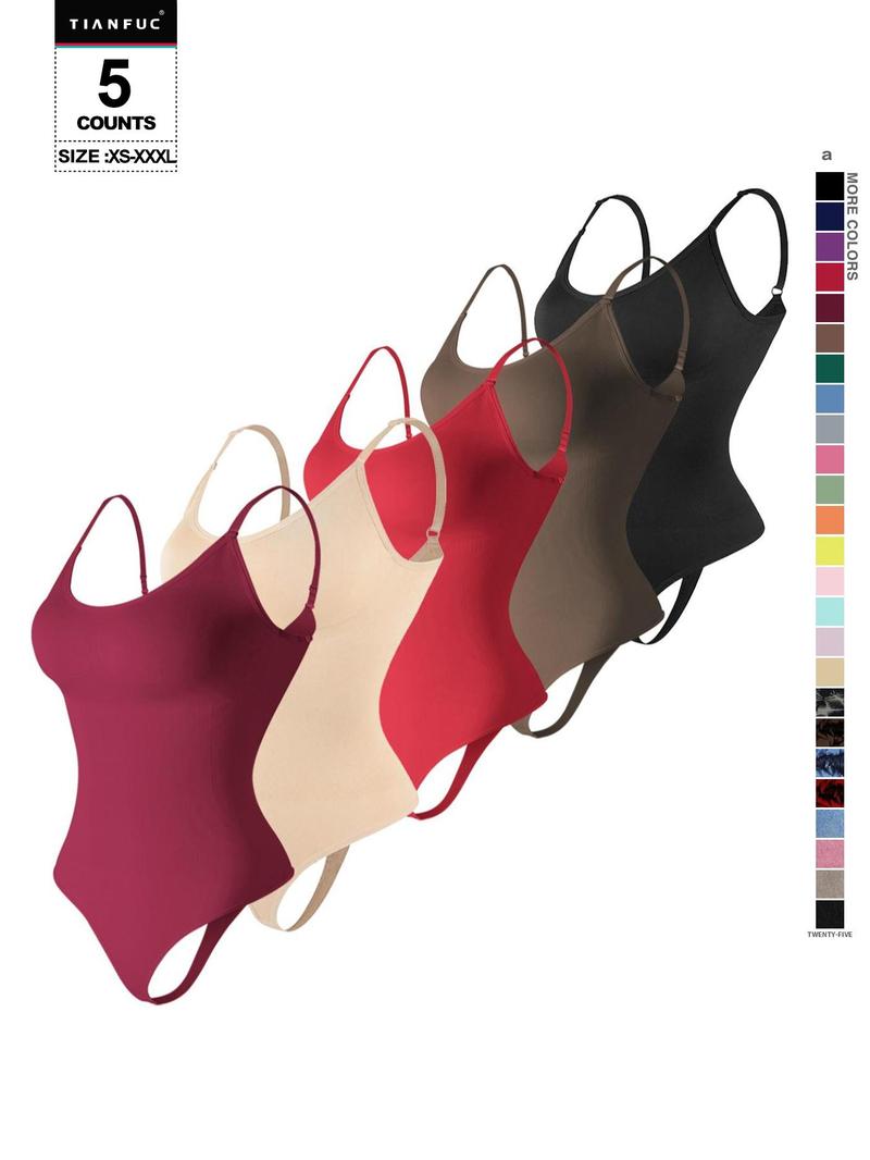 Women's Solid-Color Adjustable-Strap Shapewear Bodysuit, Tummy-Control Spaghetti-Strap Slim Shaper, Seamless Underwear for Women, Invisible Shaper Women's Solid-Color Adjustable-Strap Shapewear Bodysuit, Tummy-Control Spaghetti-Strap Slim Shaper, Seamless Underwear for Women, Invisible Shaper