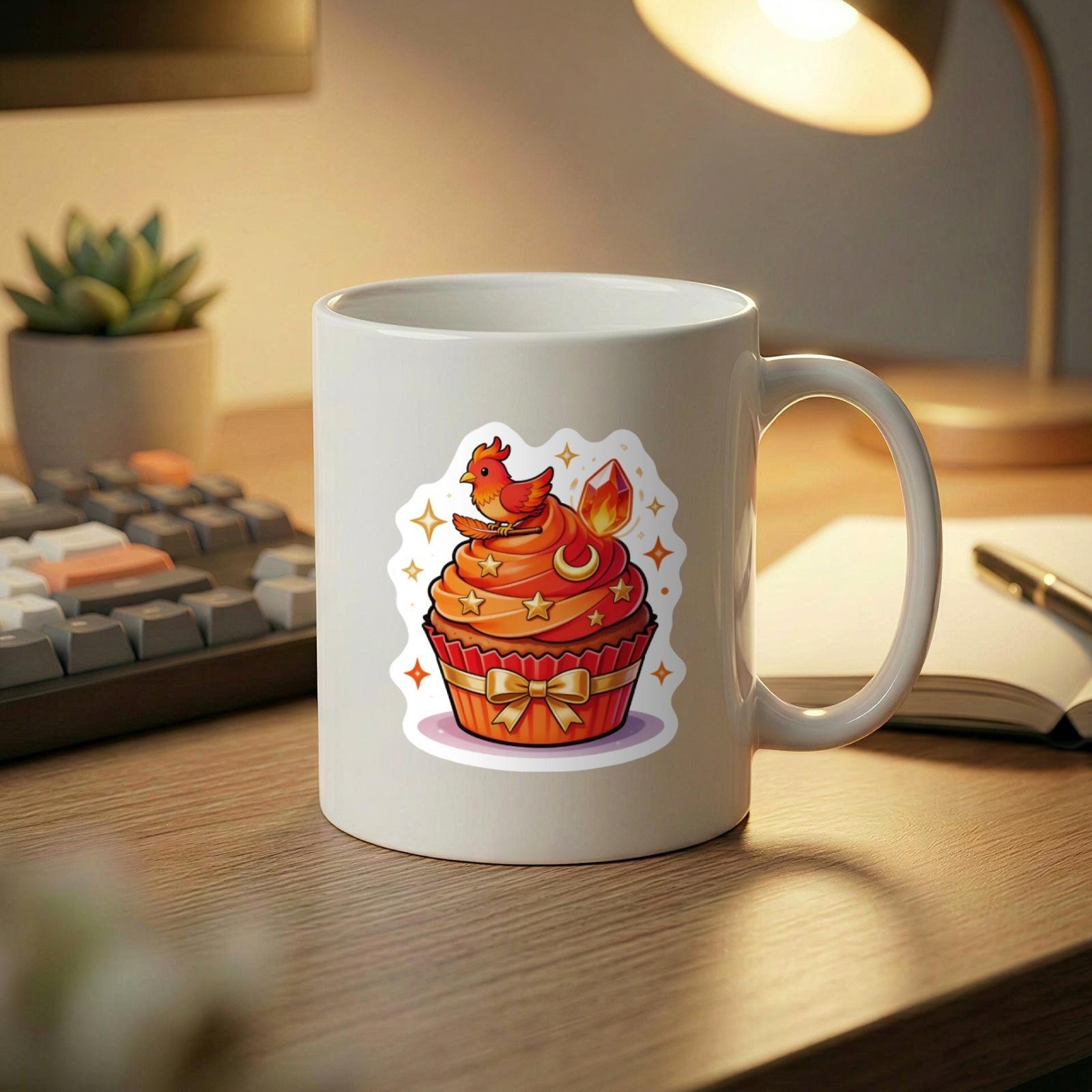 50 sheets creative cartoon magic cake stickers, cute and personalized cardboard cupcakes, waterproof decorative stickers