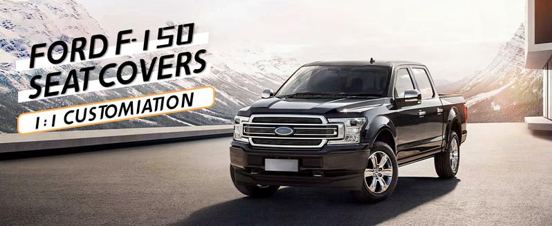 Seat Covers for Ford F150 2009-2025, F250 F350 F450 2017-2025: 5 Seat Full Set Truck Seat Covers Custom Waterproof Perforated Leather (Black&Grey)