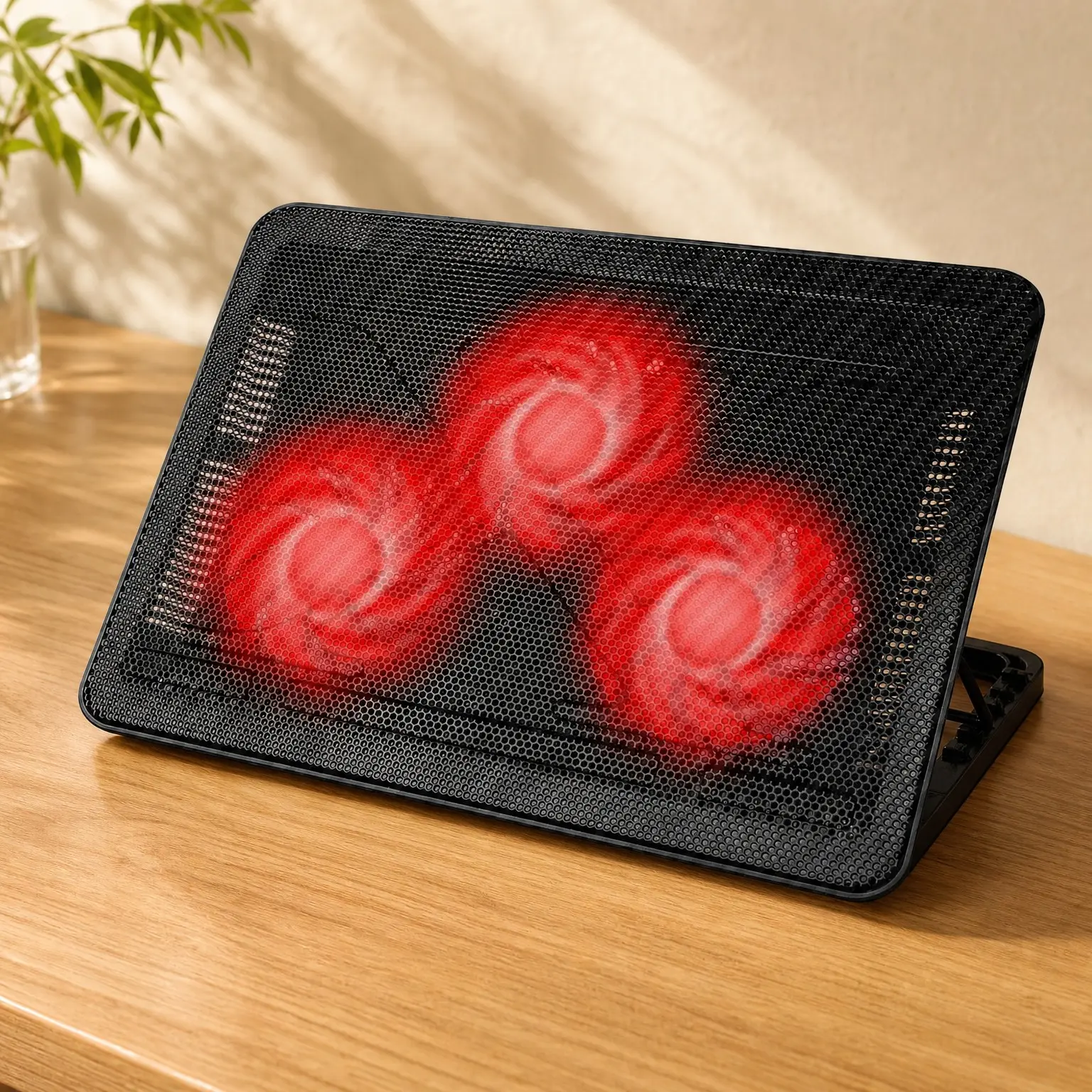 Laptop Cooling Pad for 15.6-17 Inch Laptops, Black - Quiet USB-Powered Triple Fan, Adjustable Height Settings for Comfortable Viewing and TypingGift