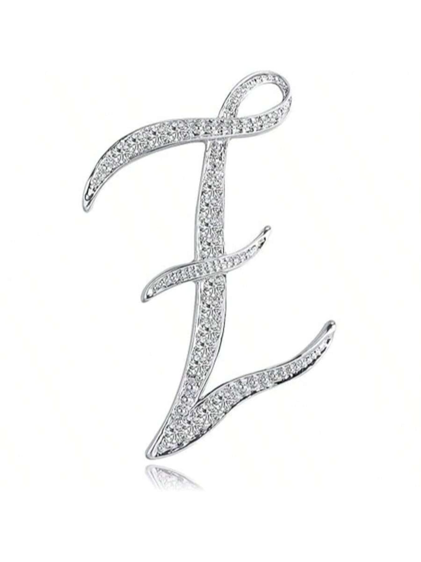 Letter Brooch, Elegant Brooch, Rhinestone Pin, Alloy Material, Sparkling Gemstones, Ideal for Suits, Shirts, Jackets, Dresses, Backpacks, Office Accessories, Teacher's Day Gift