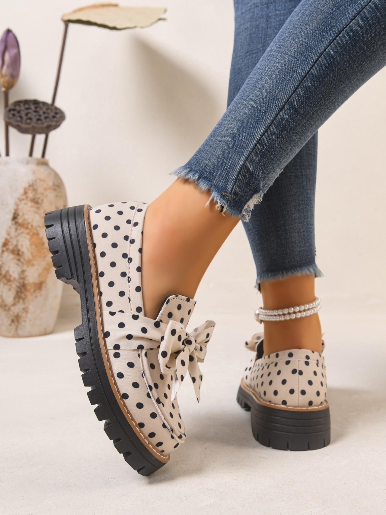 2026 Spring Summer New Zebra Stripe Bow Tie British Style Earl Loafer Slip Ons Thick Sole Small Leather Shoe Chunky Heel Women's Single Shoes