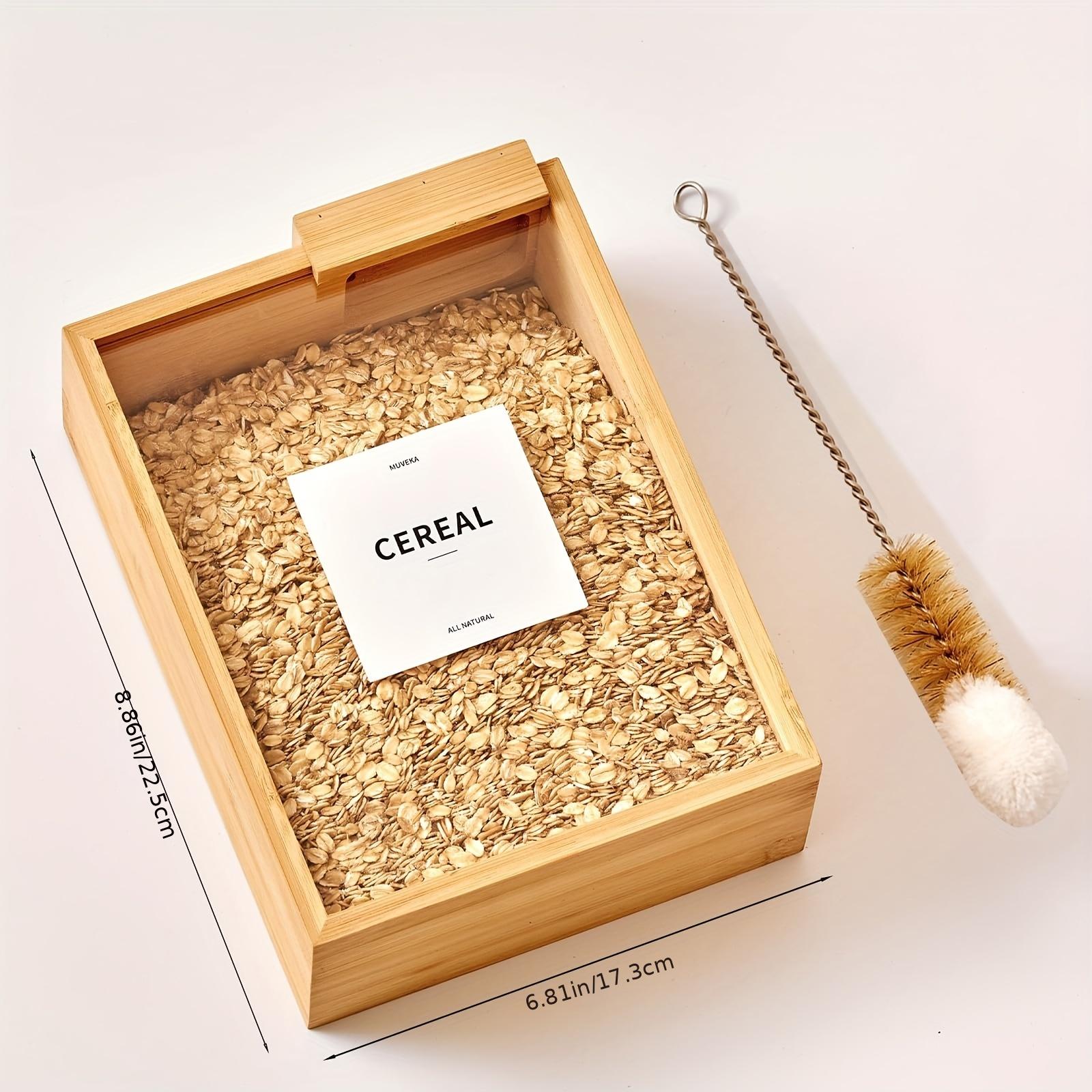 Ideal 1pc Bamboo Plastic Storage Container for Pets with Sliding Lid - Stackable Design, Kitchen Storage|Modern Kitchenware|Durable Bamboo Containers - Ideal for Dog Food, Cereals, Beans - Ideal for Pet Organizing