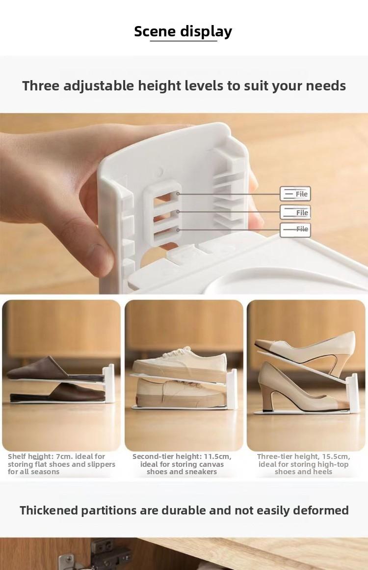 Double-layer shoe rack adjustable Double Tiers shoe storage artifact Organiser household space-saving shoe cabinet layered partition sorting shoe rack