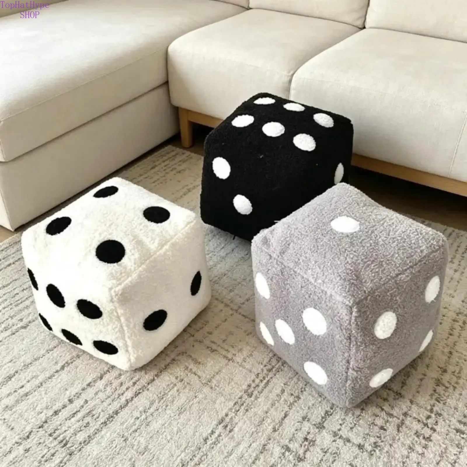 Funky Dice Plush Throw Pillow, Soft Square Stuffed Cushion,  Aesthetic Room Decor, Cozy Fluffy Home Accessory for Gaming Bedroom Living Room, Trendy Decor Gift for Teens & Game Lovers