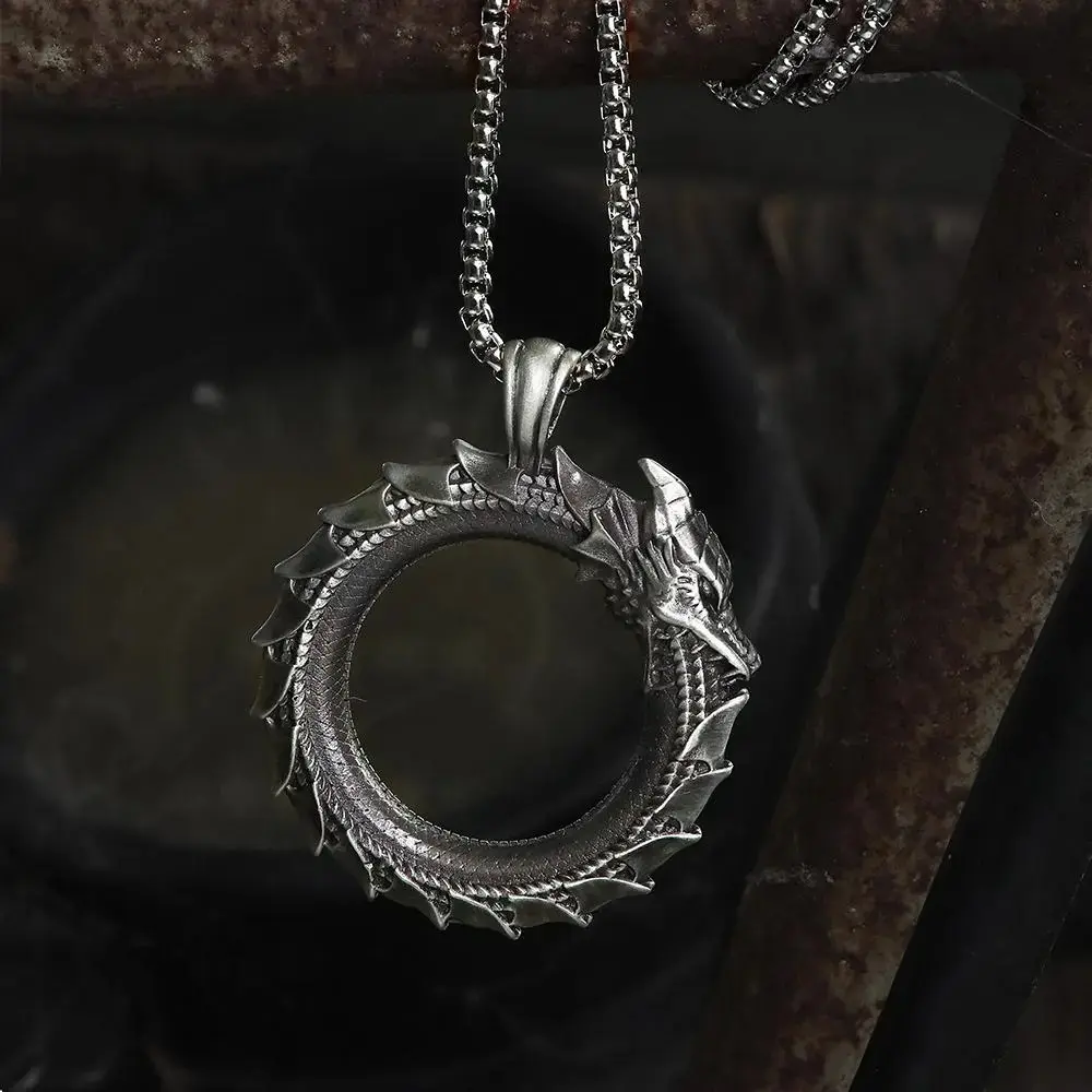 Snake necklace stainless steel eternal symbol, men's fashionable pendant accessory