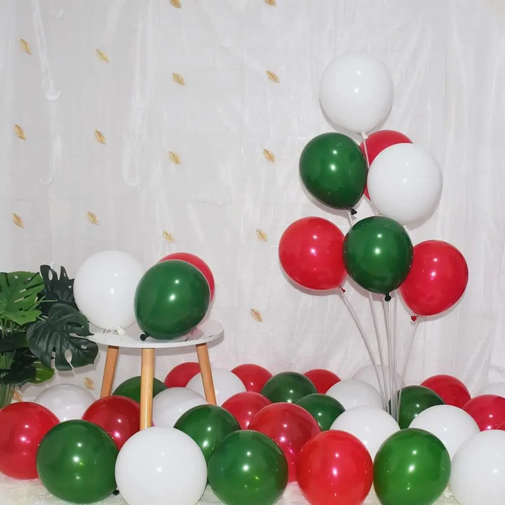 300 Pack Red Green and White Balloons - 5 Inch Mini Red Dark Green White Latex Small Balloons - 100 of Each Colors for Party Balloons Arch Wreath Assorted Colors Decorations
