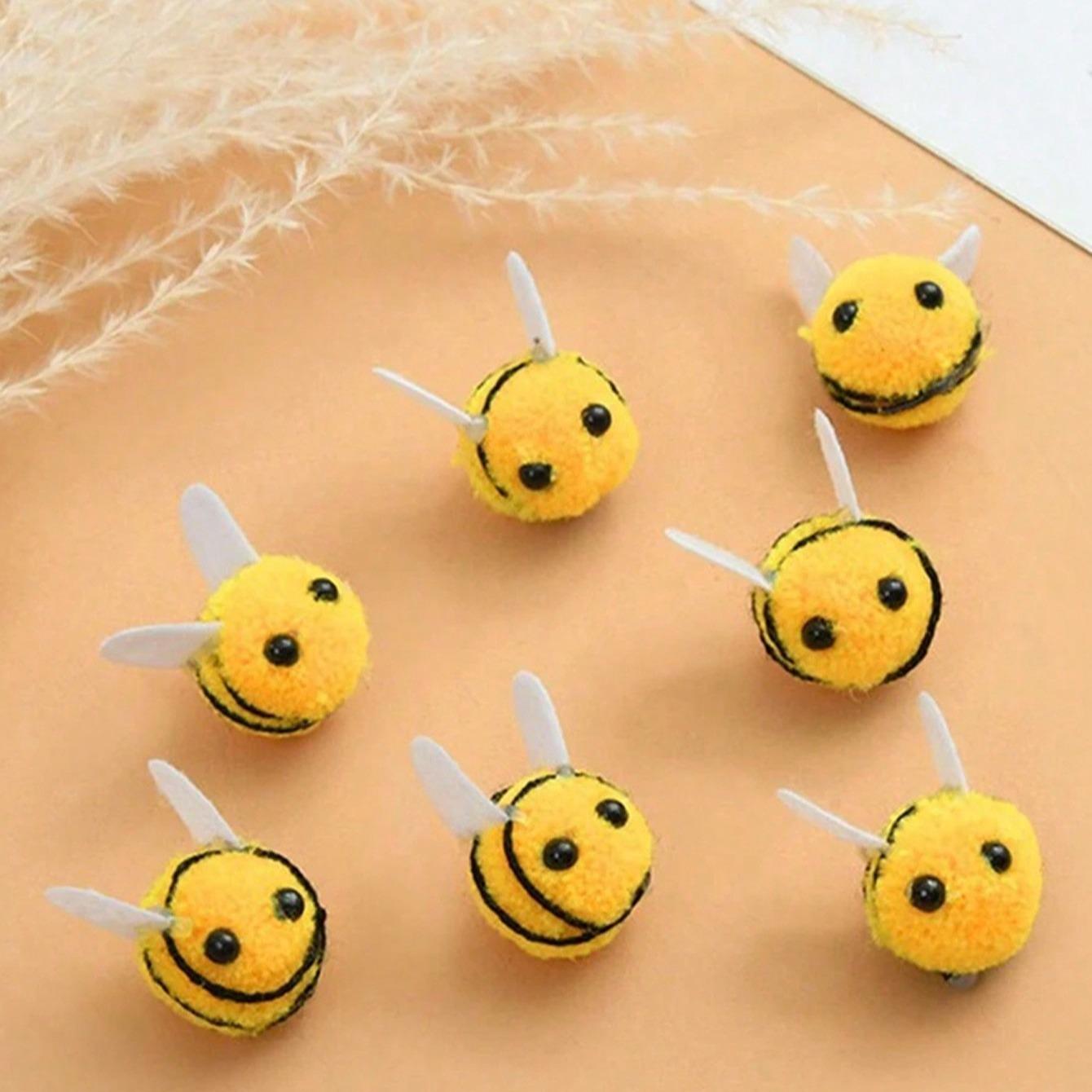 Handmade DIY Crafts Bee Ball Toys Set, Party Room Decorative Fabric Planters, Fun Insect Design, Choose Quantity (5/10/15)