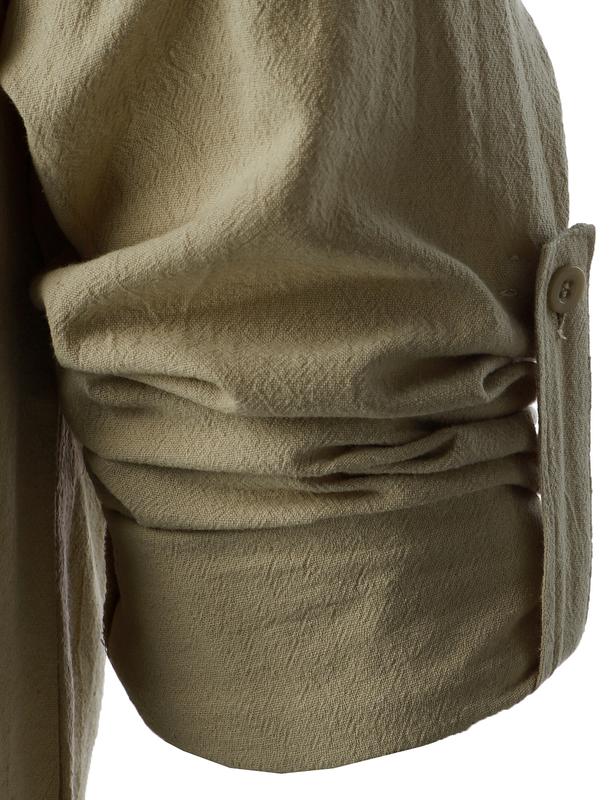 ZEROYAA Men's Medieval Vintage Long Sleeve Lace Up Shirt Renaissance Costume for Halloween Viking Pirate Cosplay Casual Menswear Funny Shirts Cotton High Quality Beige V-Neck Banded Collar Roll-up Sleeves