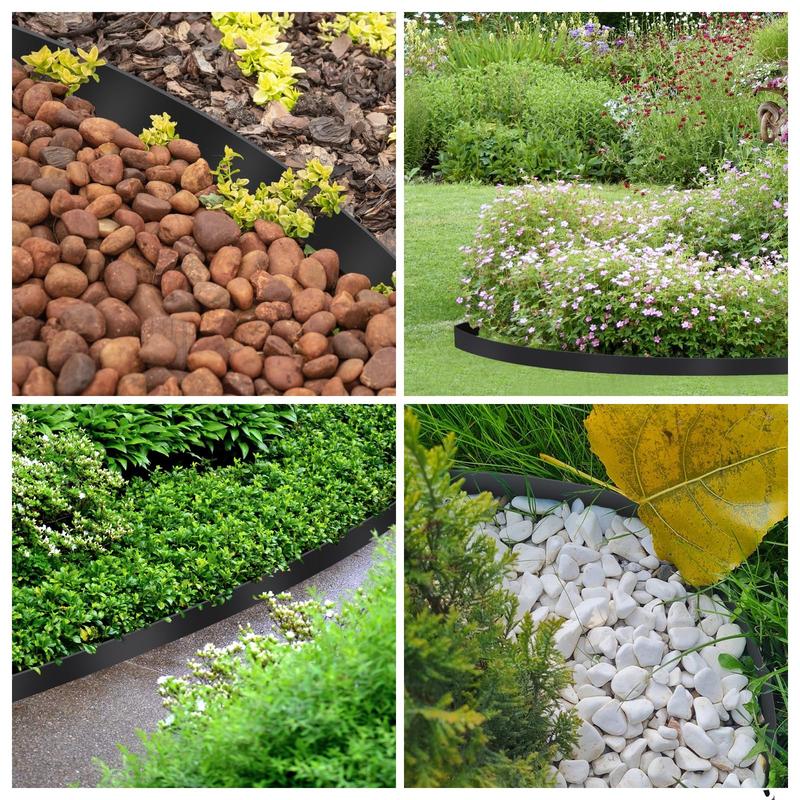 39 Inch Long Garden Landscape Edging, Plastic Lawn Border Kit with 30 Fixing Nails, No Dig Installation, for Gardens, Flower Beds, Pavers, Raised Garden Beds