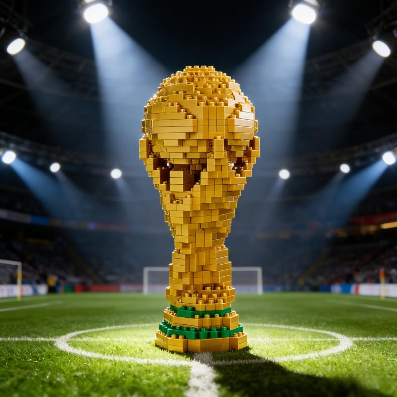 World Cup trophy gift box set for football fans, mini building blocks for children, Children's Day, Christmas and birthday gifts
