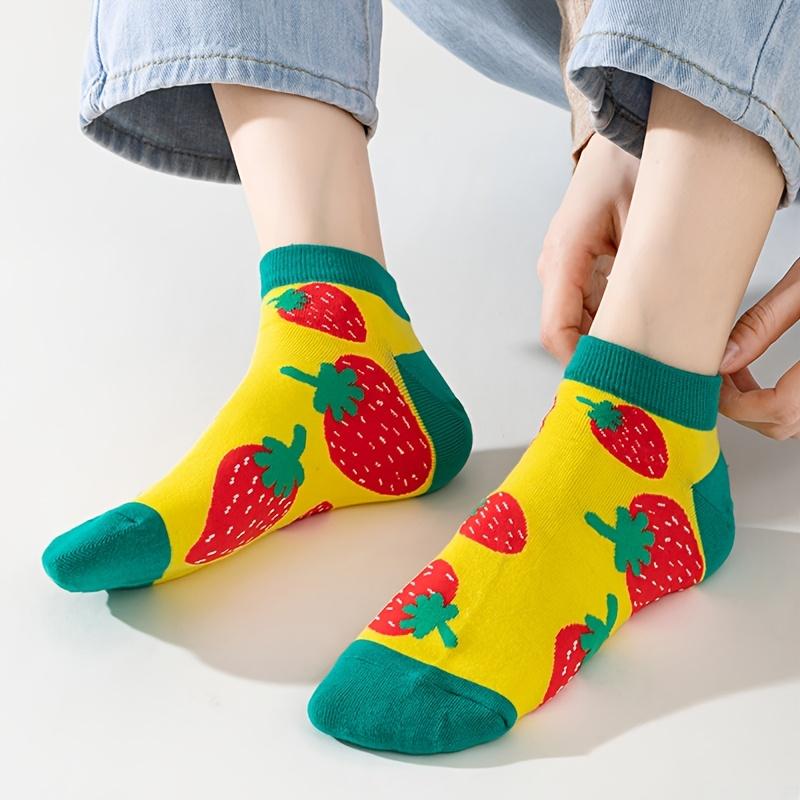 6/12 Pairs Random Men'S Ankle Socks Featuring Fruit And Vegetable Patterns - Made from Colorful Knitted, Machine Washable, Low-Cut Design Suitable for Casual Wear, Adorable Socks Perfect for Outdoor Activities. Soft, Comfortable