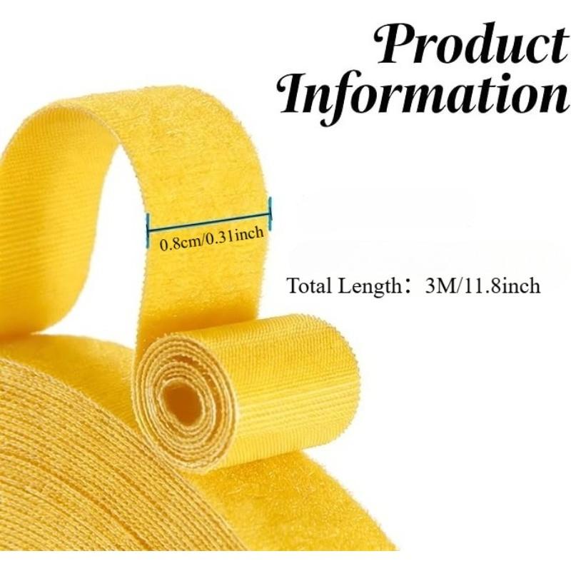 Reusable Multi-Color Velcro Strips, 3m/11.8ft Dual-Sided Adhesive Tape, 0.31 Inch Wide Nylon Cable Organizer