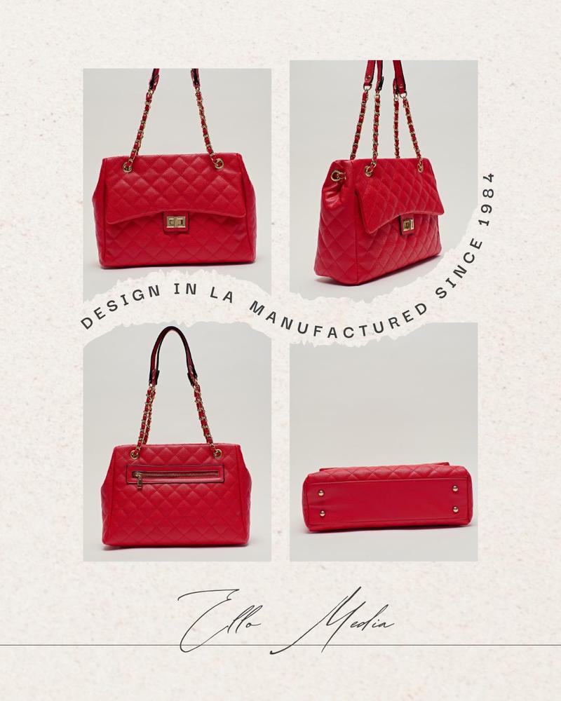 Shirley Women's Quilted Chain Crossbody Tote Bag – Affordable Vegan Leather, Classic Flap Shoulder Bag for School and Work – Stylish Everyday Tote, Perfect Gift for Women in Multiple Colors