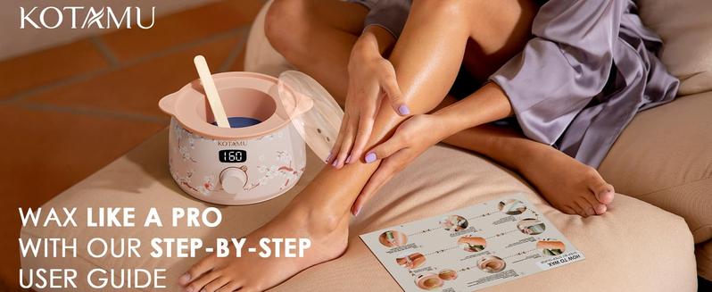 KOTAMU Waxing Kit for Women & Men, Wax Warmer for Hair Removal, Digital Wax Kit with Silicone Pot，Ideal for Face Eyebrow Arm Legs Armpit &Sensitive Skin