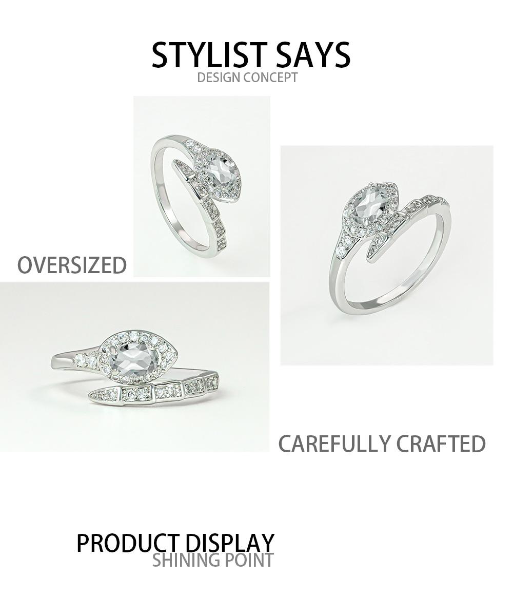 【JYJZZ237】S925 Silver Serpent Bone Ring Opening Adjustable Zirconia Ring Fashion Light Luxury Exquisite High Grade Design, Jewelry Gift.