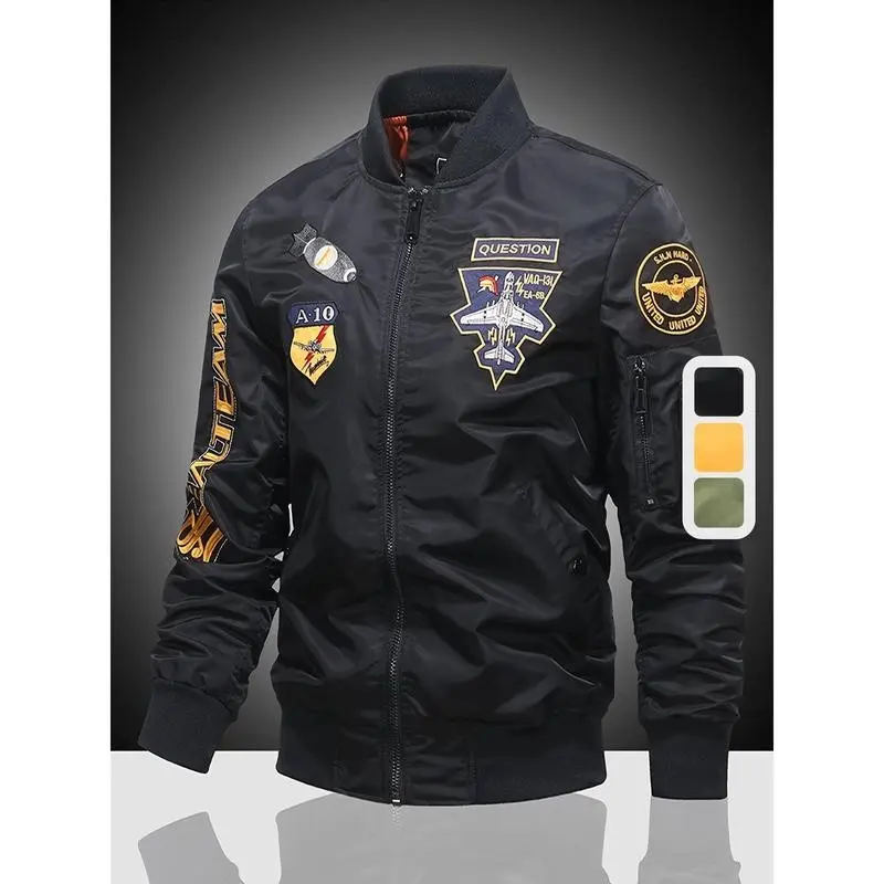 Men's Multicolor Slim Fit Sports Jacket - Stylish Embroidered, Windproof, Casual for Spring & Autumn Motorcycle Riding