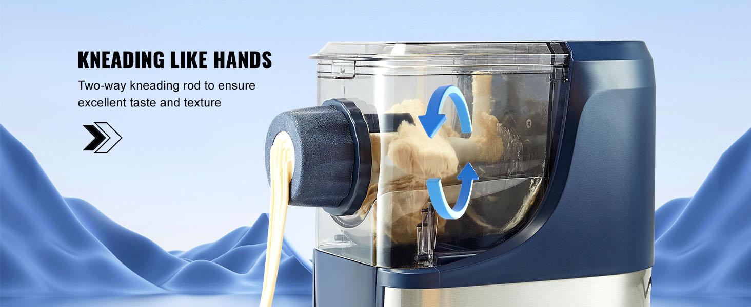 VEVOR Electric Pasta Maker, 150W Automatic Noodle Maker Machine with 8 Pasta Shapes, 4 Intelligent Modes, 500g Flour Capacity Pasta Maker Machine with Measuring Cups, Cleaning Brush for Home Kitchen