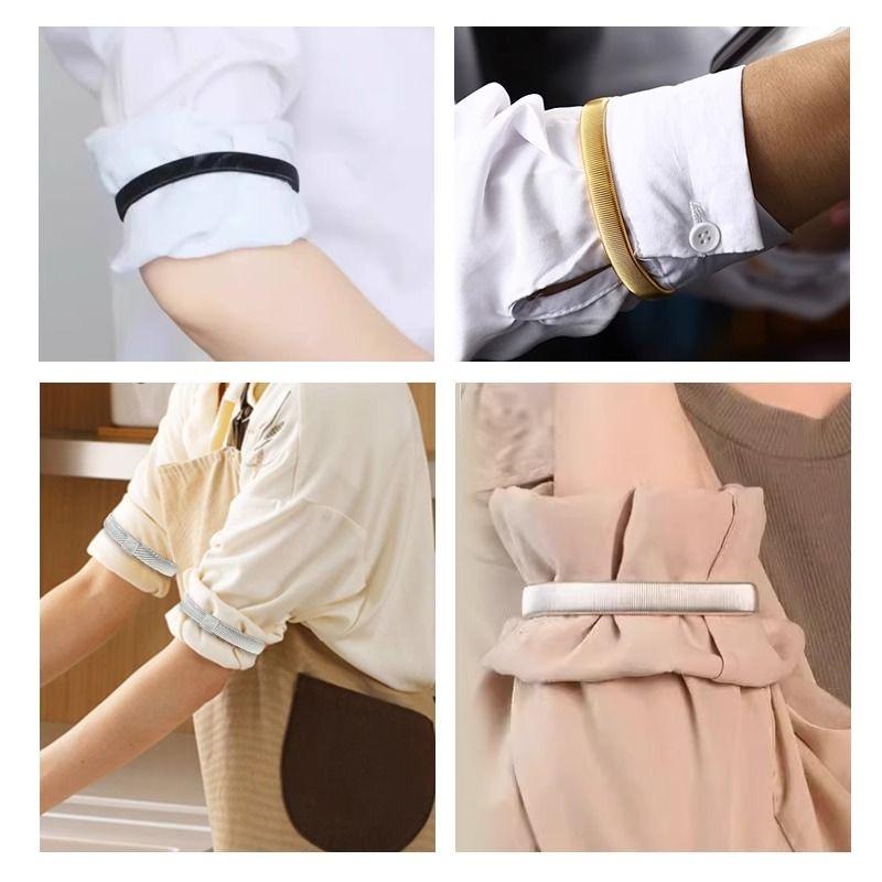 Adjustable Metal Spring Sleeve Cuffs, Unisex Shirt Sleeves Holder, Anti-Slip Arm Bands, 1/4pcs, Sewing Accessory Type