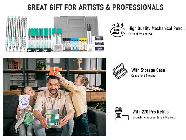 Nicpro Blocky Gear Art Mechanical Pencil Set with Case, 36PACK Metal Mechanical Pencils 0.5, 0.7, 0.9mm & 2mm Lead Holder for Drawing Sketching with 20 Tubes (6B 4B 2B HB 2H 4H Colors) Lead Refills Nicpro Blocky Gear Art Mechanical Pencil Set with Case, 36PACK Metal Mechanical Pencils 0.5, 0.7, 0.9mm & 2mm Lead Holder for Drawing Sketching with 20 Tubes (6B 4B 2B HB 2H 4H Colors) Lead Refills