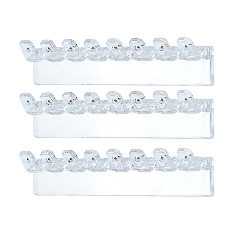3pcs Transparent 8-Hole Hooks with Round Holes, Jewelry Organizer Rack, Wall-Mounted Earring and Necklace Holder, Storage Solution