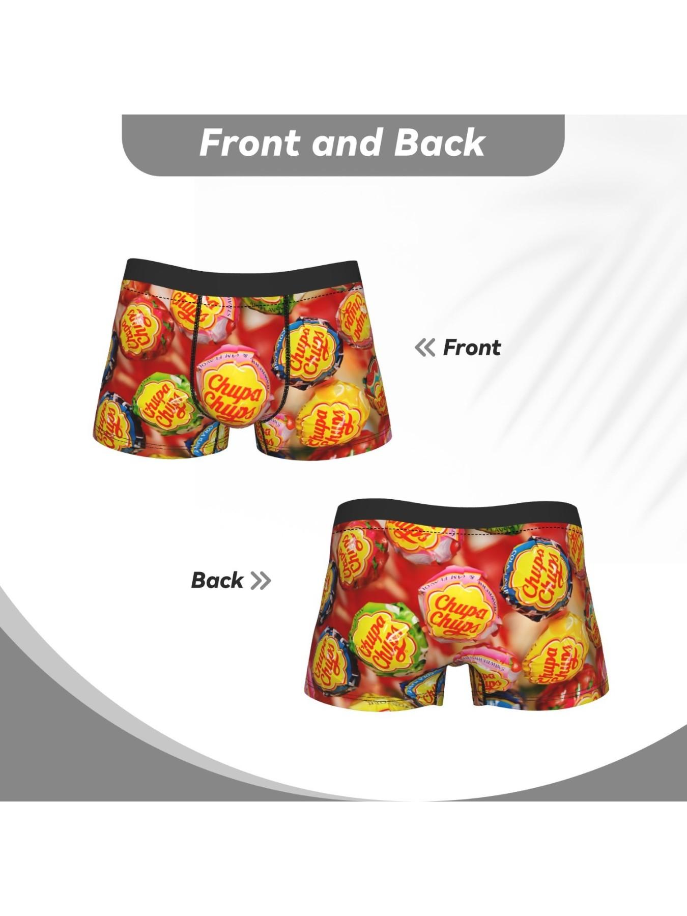 1 piece Chupa Chups Candy funny desgin Underpants Homme Panties Man Underwear Comfortable Shorts Boxer Briefs, Street Style Underwear