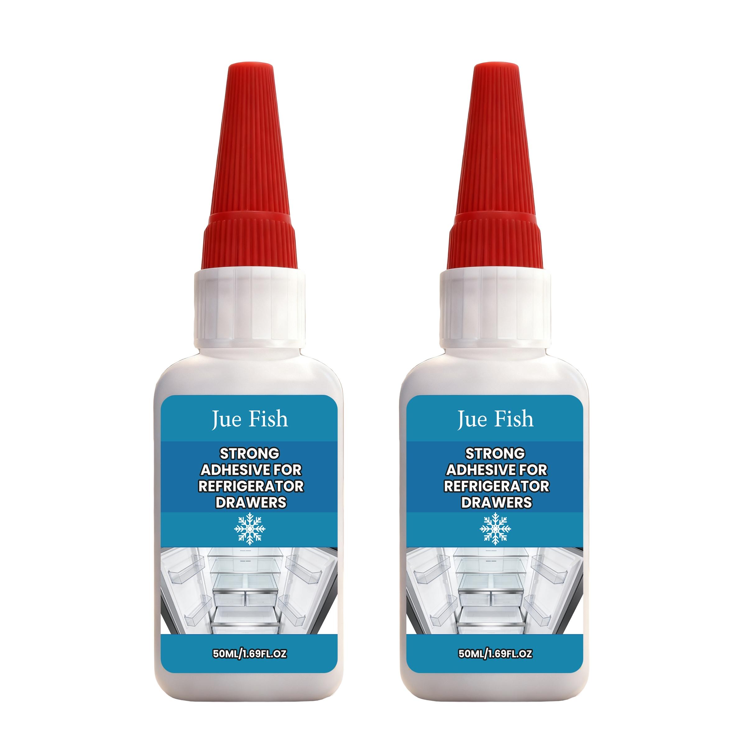 2-Pack Refrigerator Drawer Adhesive (50ML*2), Easy-To-Use, No Nails Needed, Durable Cold Temperatures, Adhesive for Refrigerator Parts