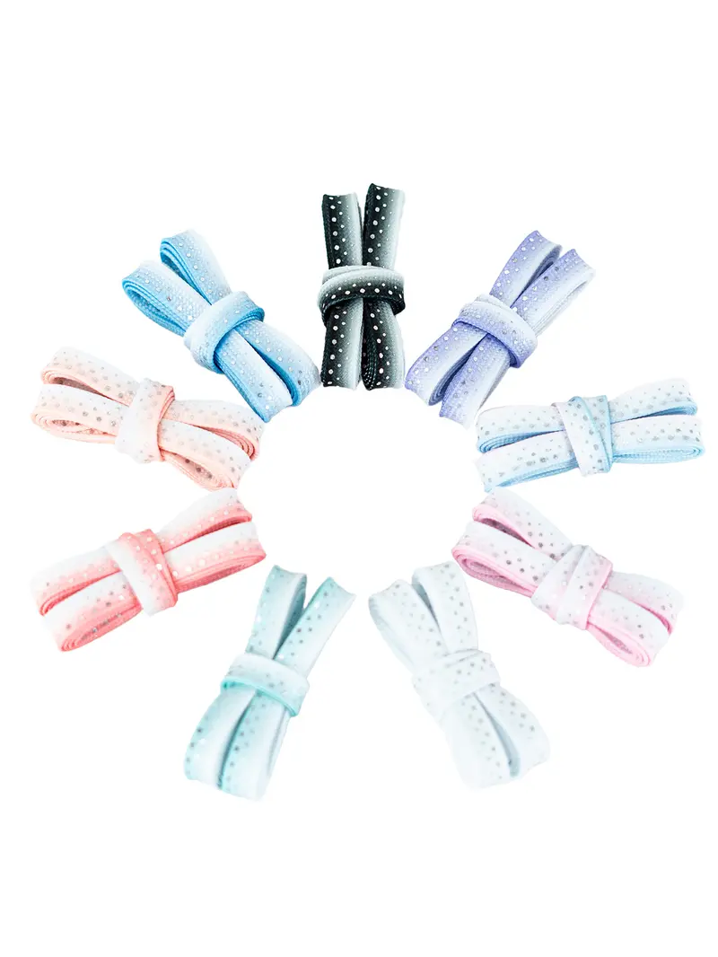 Pair of 8mm Wide Personalized Shoe Laces, Multicolor Ink Splatter Silver Color Casual Versatile Shoelaces, Stylish and Durable