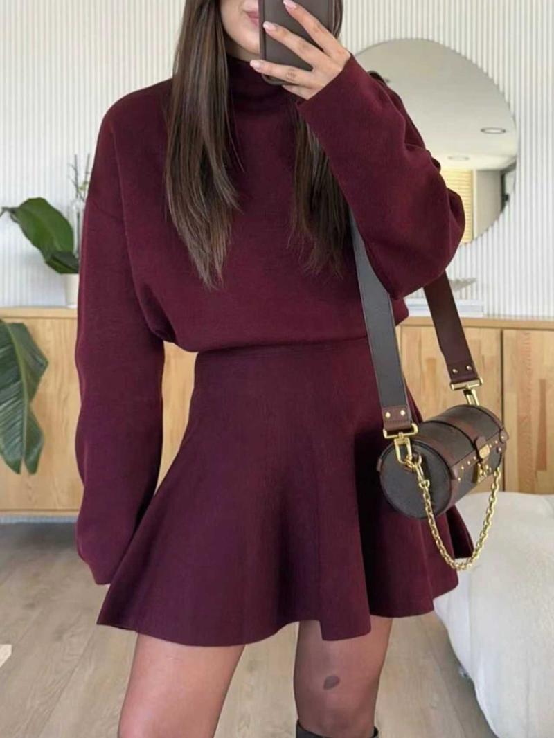 Autumn Winter Warm Waist Cinched Elegant Fashion Dress, Stylish Women's Clothing for Cozy, Perfect for Casual Wear