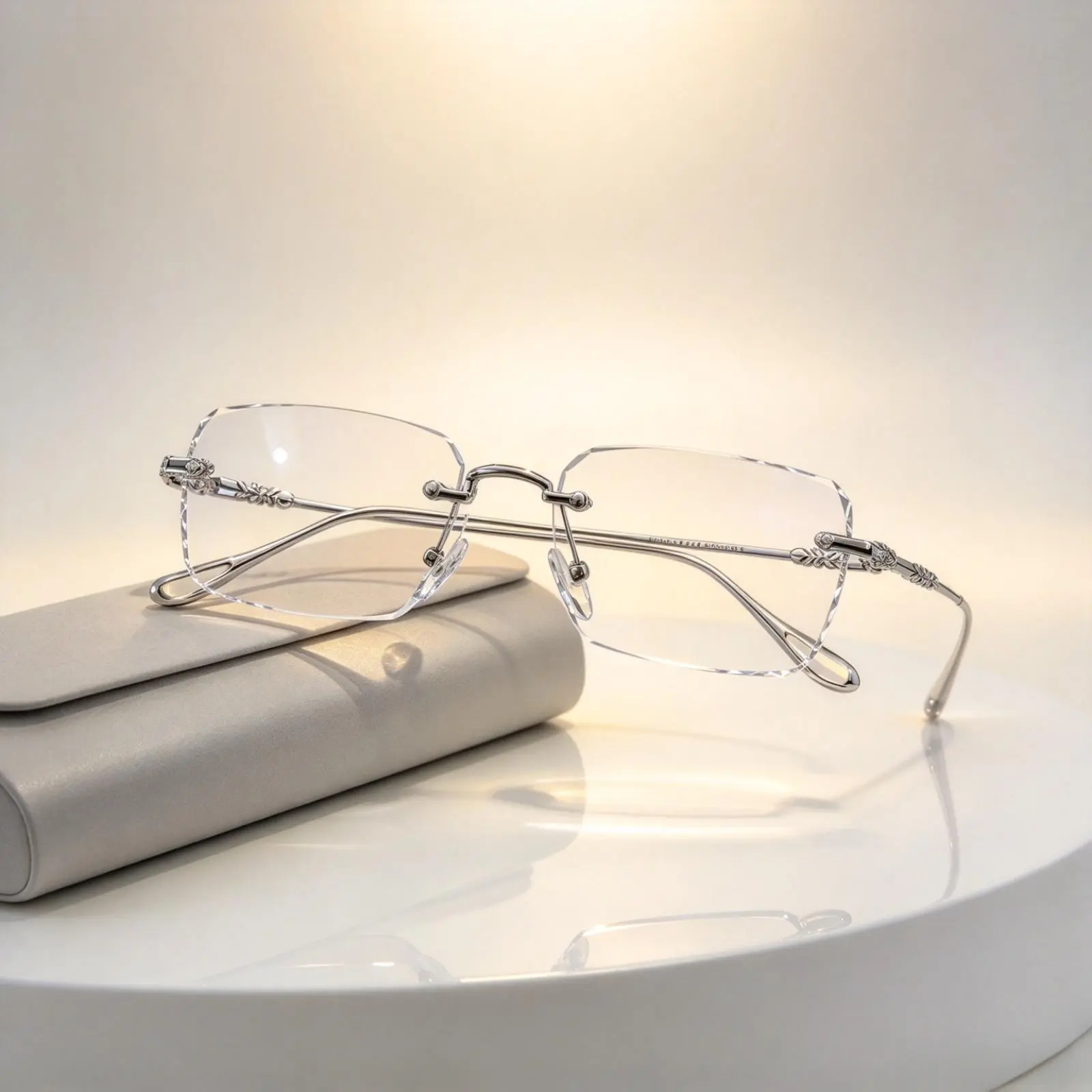 Unisex Rimless Eyeglasses, Super Thin Lightweight Non Prescription Clear Frames with UV Protection, Minimalist Fashion Eyewear for Work, Daily Wear and Casual Outfits