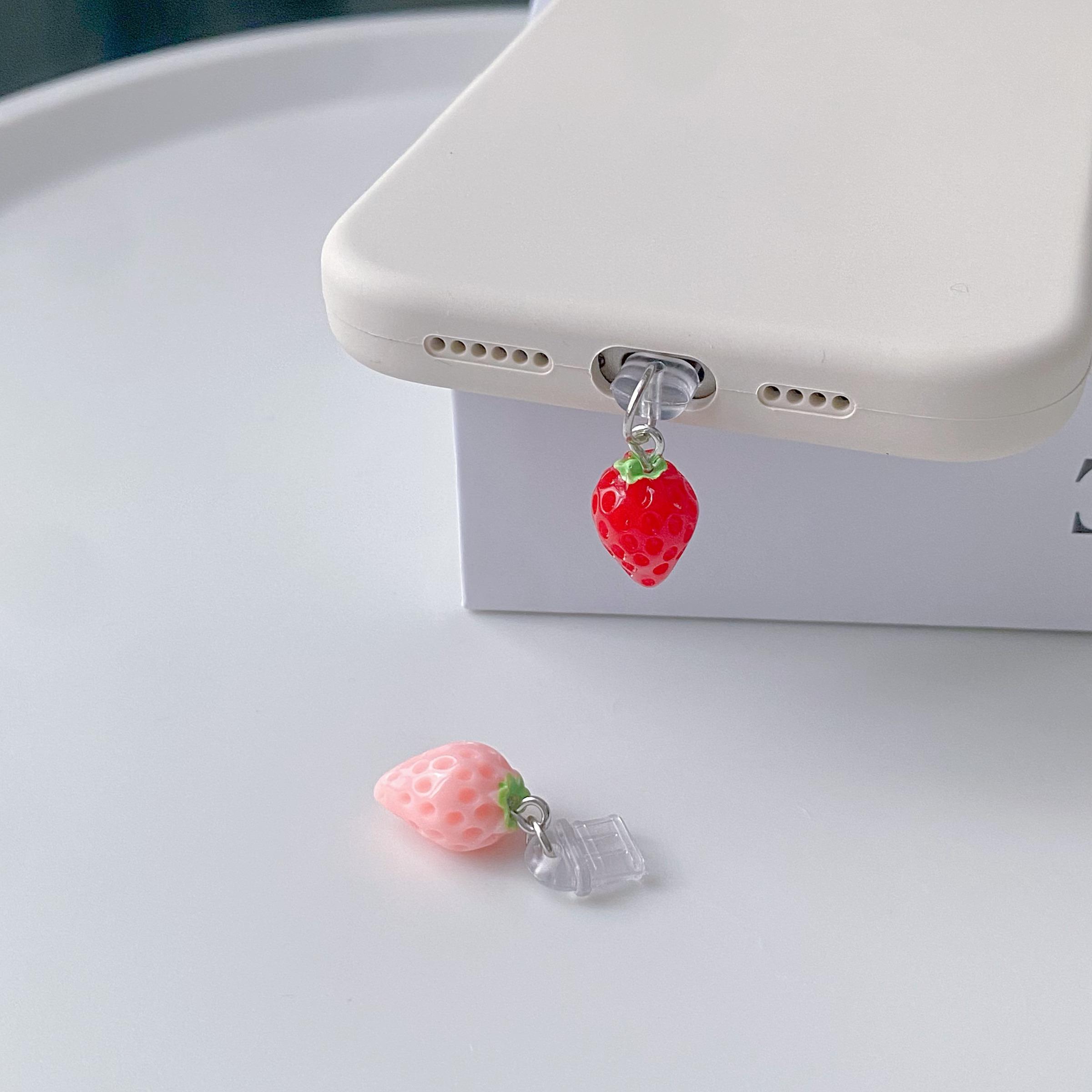 Cute Strawberry Dust Plug, Decorative Anti-Dust Cover Accessory for Electronics, Small Size, Easy to Use, Perfect Gift Idea